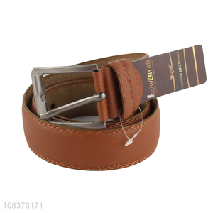 Good quality men's casual pu leather belt with metal pin buckle