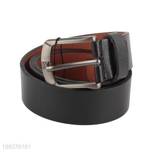 New arrival men's pu leather belt metal pin buckle belt for jeans