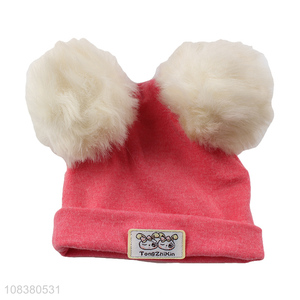 Hot Selling Baby Hat Soft Beanie With Fur Balls