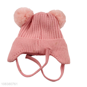 Good Sale Baby Girls Knitted Hat Comfortable Earmuffs Hat