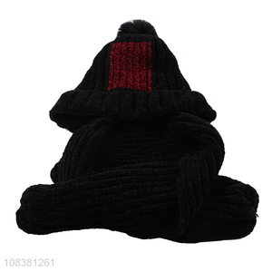 Hot Selling Winter Knitted Hat With Scarf Set