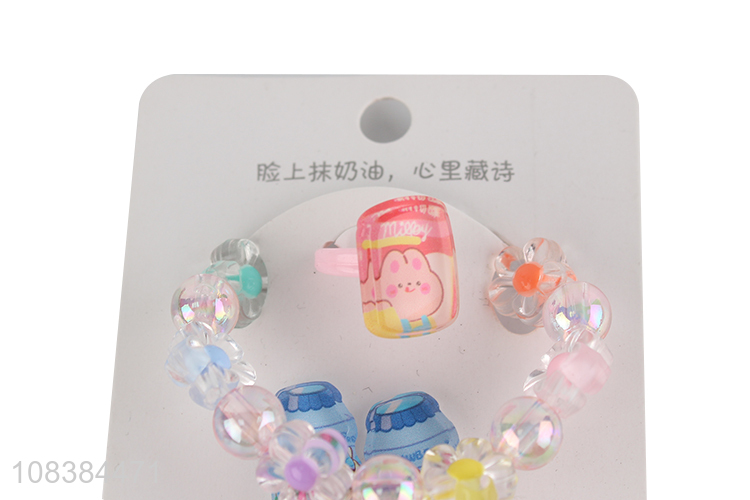 Hot selling cartoon girls ring bracelet jewelry set