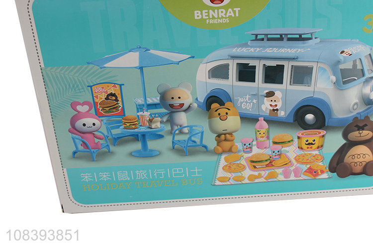 Popular products cute holiday travel bus toys pretend play set toys