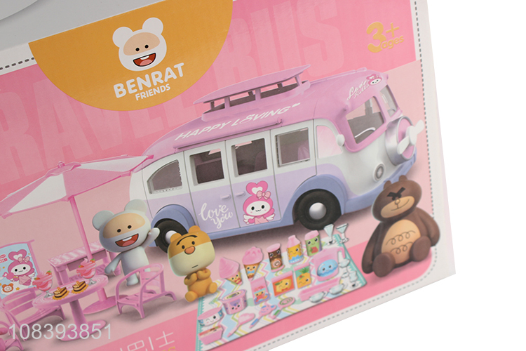 Popular products cute holiday travel bus toys pretend play set toys