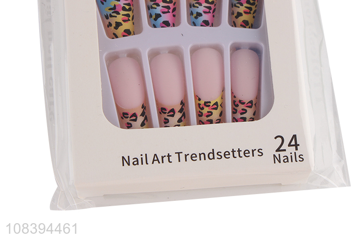 Wholesale colorful leopard print false nails full cover long fake nails