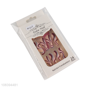 New-style long lasting hand painted full cover ballerina fake nails