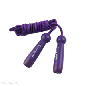 Yiwu direct sale purple durable jump rope with wooden handle
