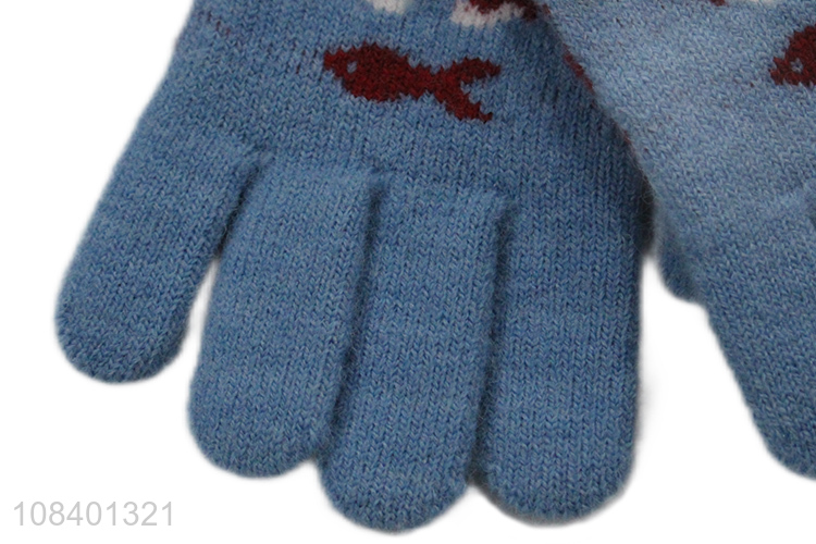 Cute design animal printed children winter gloves
