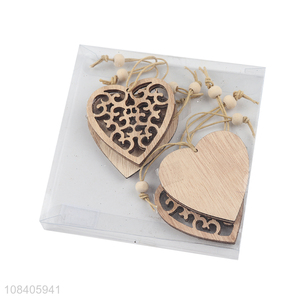 Online wholesale heart shape wooden hanging pendant for christmas