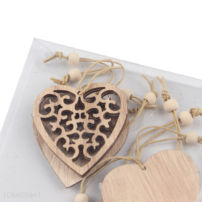 Online wholesale heart shape wooden hanging pendant for christmas