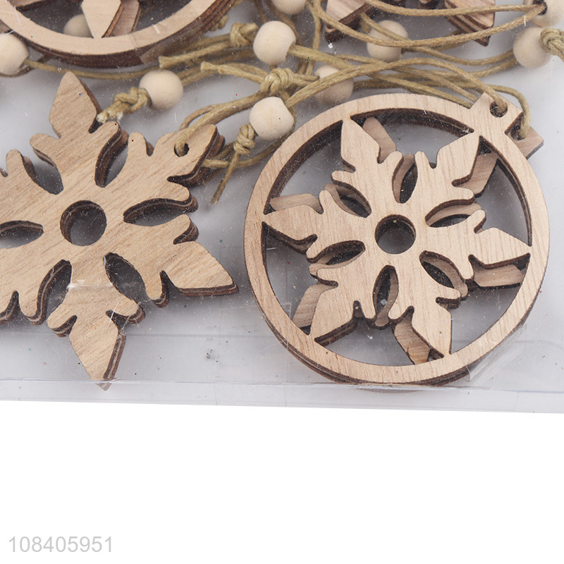 New arrival wooden snowflakes shape hanging ornaments