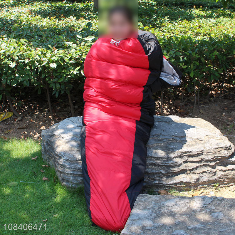High quality stitchable wearable duck down single sleeping bag for camping
