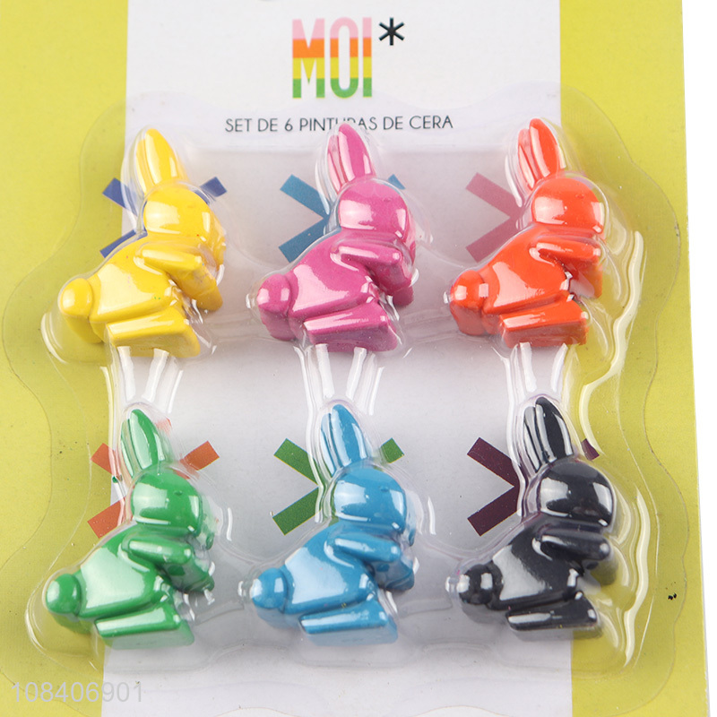 China factory rabbit shape 6pieces crayon set for painting