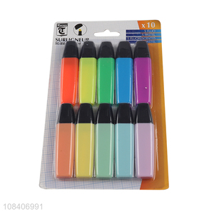 Yiwu market non-toxic durable 10colors fluorescent pen for stationery