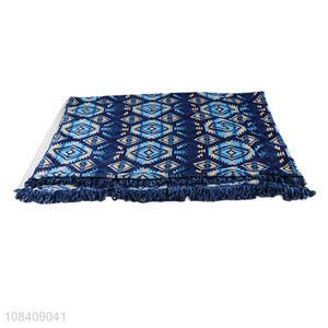 Factory price 100*125cm ethnic fringe flannel blanket