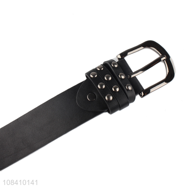 Hot selling cool rivet studded belt pu leather belt for men and women