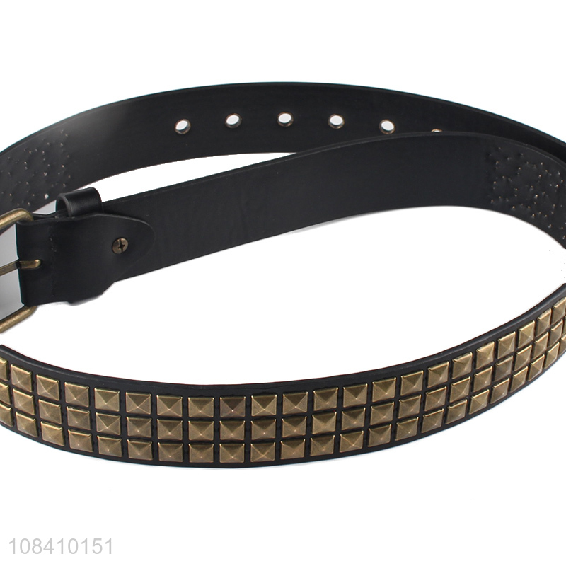 China imports pyramid rivet pu leather belt rock and punk style belt