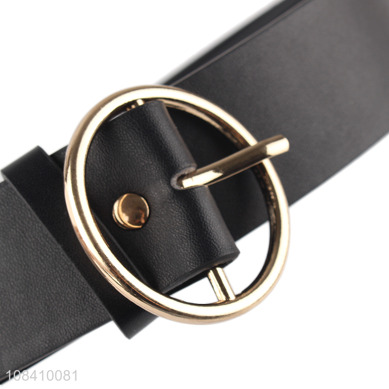 Hot selling women pu leather belt waist belt with metal circle buckle