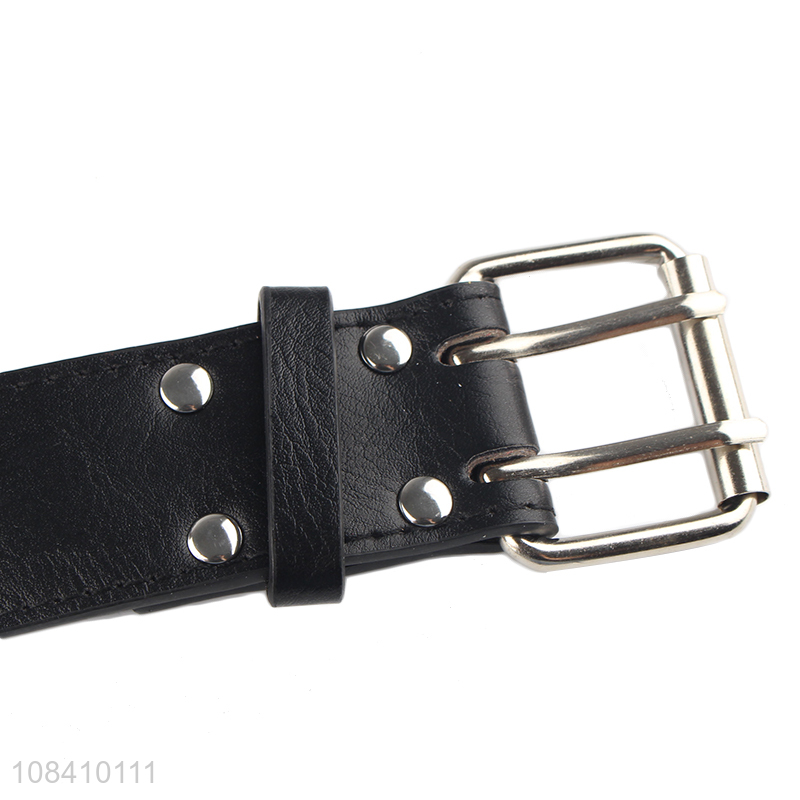High quality women's grommet belt pu leather punk belt for men jeans