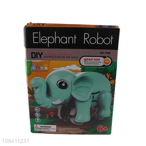 Wholesale electric DIY assemble elephant robot toy building block toy set