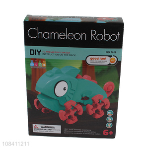 Good quality DIY assemble plastic chameleon robot toy kids building kit