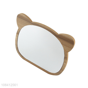 Latest design folding single-sided wooden makeup cosmetic mirror