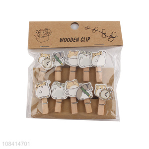 Hot sale 10 pieces cute wooden clip office clips laundry clothes pegs