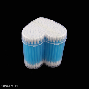 Hot selling 200 pieces plastic stick cotton swabs with double cotton tips