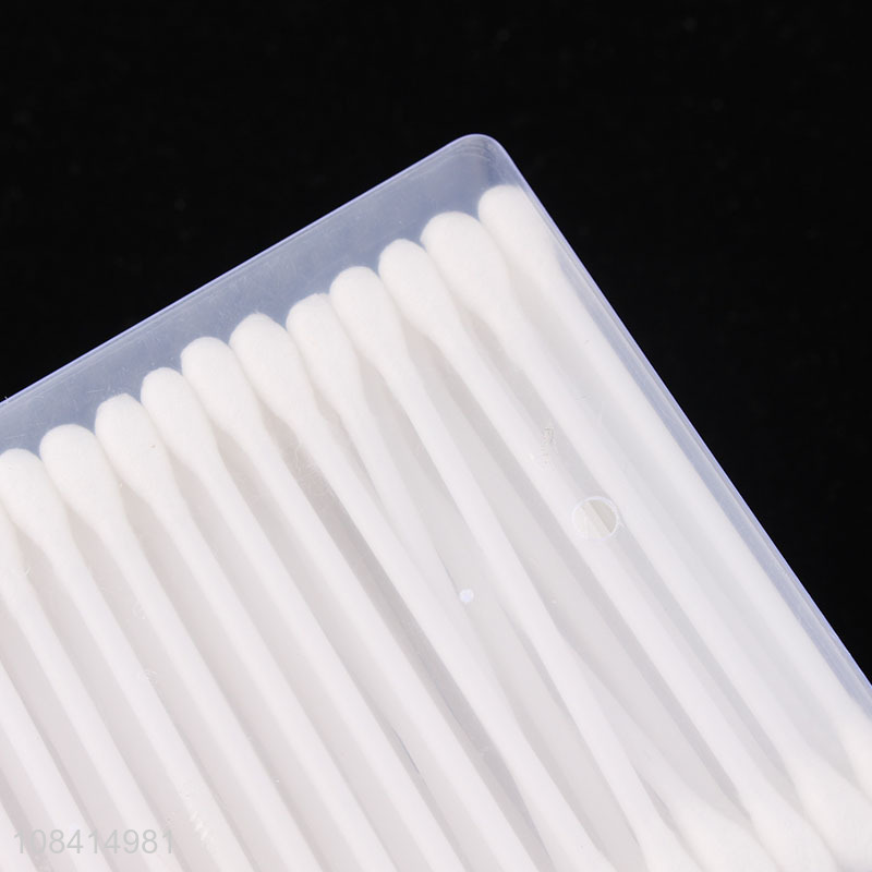 Wholesale 200 pieces plastic stick cotton buds ear swabs with storage box