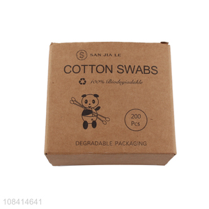 China wholesale 200 pieces <em>bamboo</em> <em>stick</em> cotton buds for ear wax removal