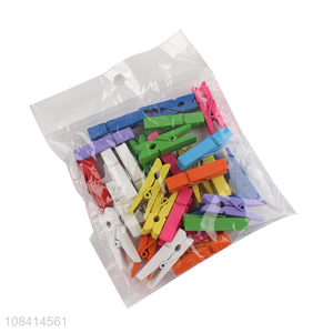 Wholesale 50 pieces colorful wooden clips clothespins for hanging photos
