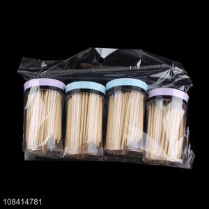High quality biodegradable natural bamboo toothpicks with plastic storage box