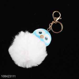 Yiwu market fur ball pompom key chain women bag accessories