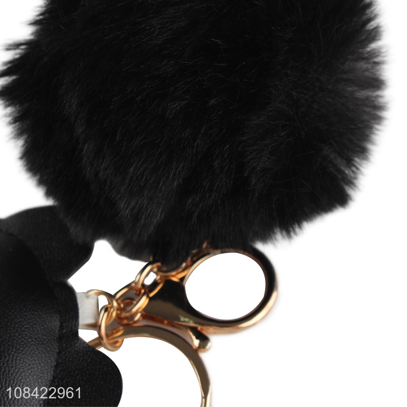 Online wholesale fur ball key chain pompom keychain cute keyring