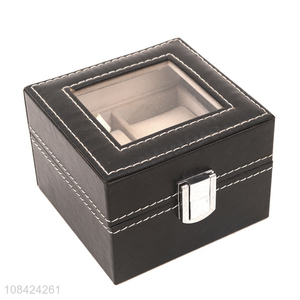 Custom 2 slots watch box pu leather couple watch case for display