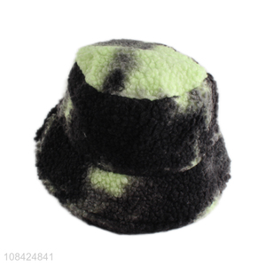 Hot selling trendy unisex winter warm tie-dyed bucket hat wholesale