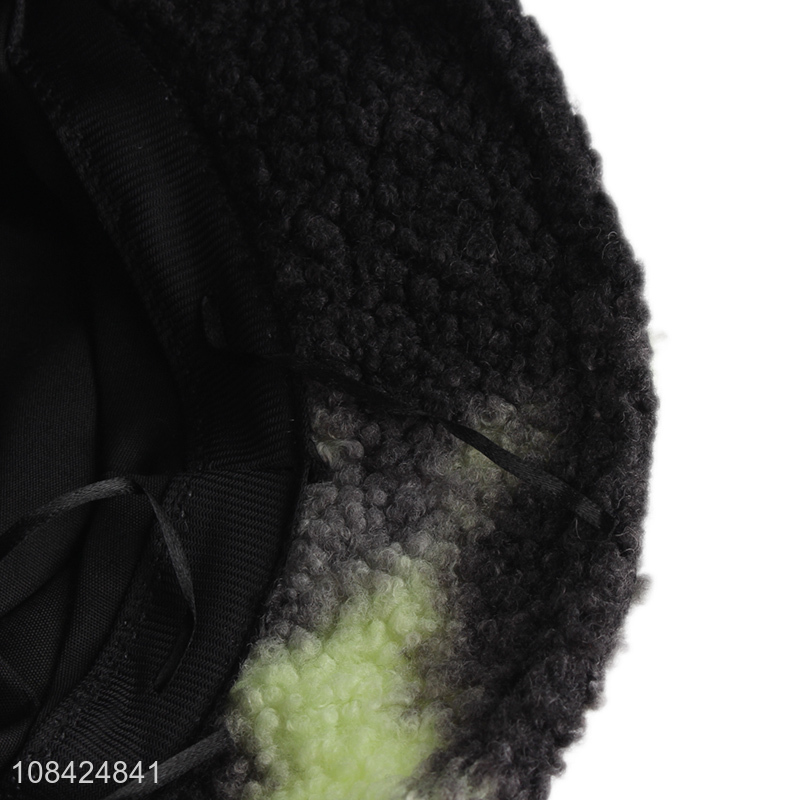 Hot selling trendy unisex winter warm tie-dyed bucket hat wholesale