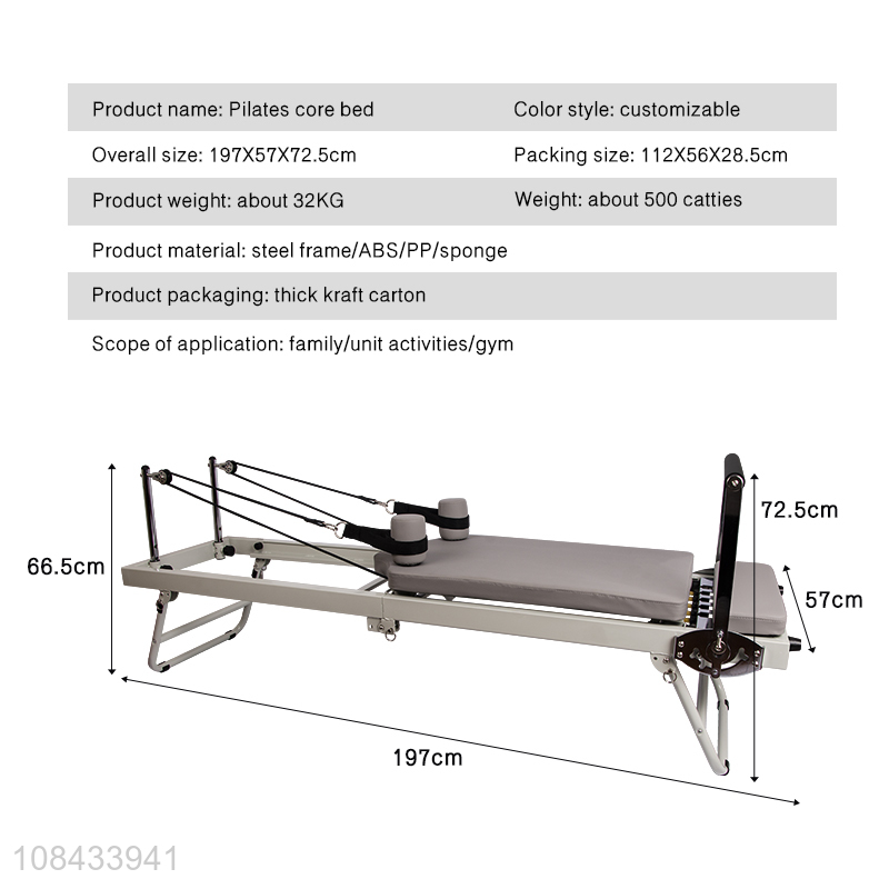 High quality foldable steel frame Pilates core bed Pilates reformer yoga trainer