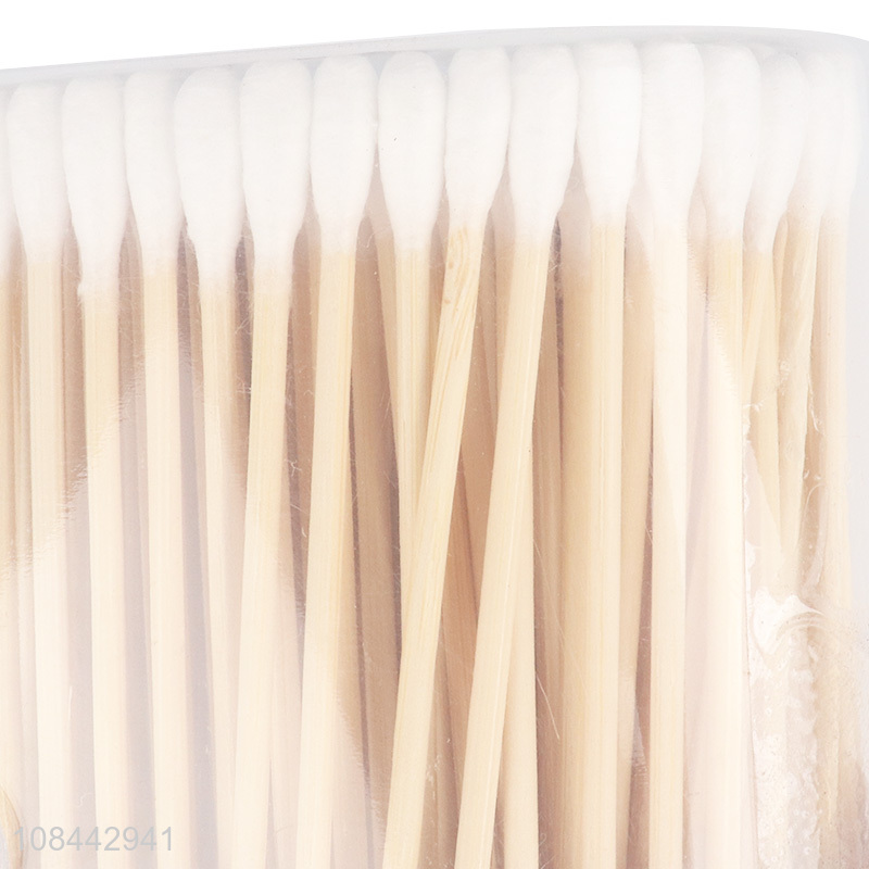 Factory wholesale 100pcs eco-friendly wooden stick cotton swabs for ears