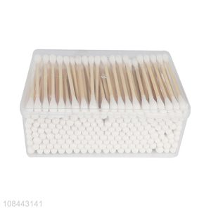 High quality 200pcs natural organic strong wooden stick cotton swabs