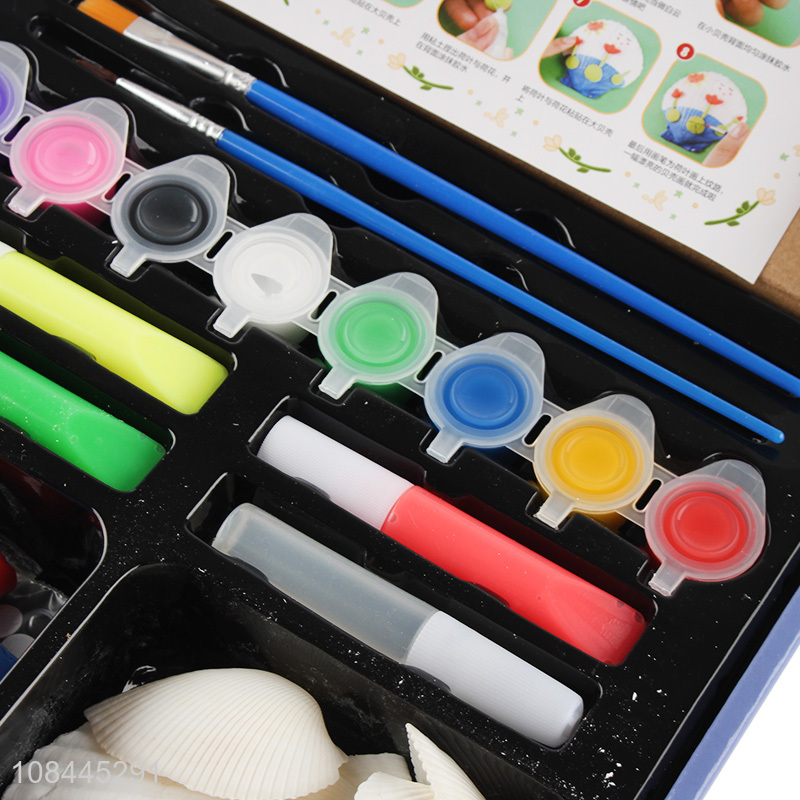 Hot selling DIY painting toy natural seashells painting kit for kids