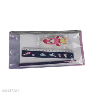 Hot selling students stationery set with pencils ruler and eraser