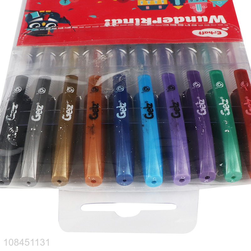 Wholesale 10pcs metallic color glitter gel pens for kids adults coloring