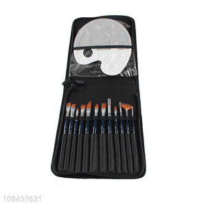Wholesale 12pcs wooden handle nylon writing brushes paintbrushes