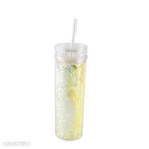 Wholesale summer water cup double walled insulated water tumbler with straw