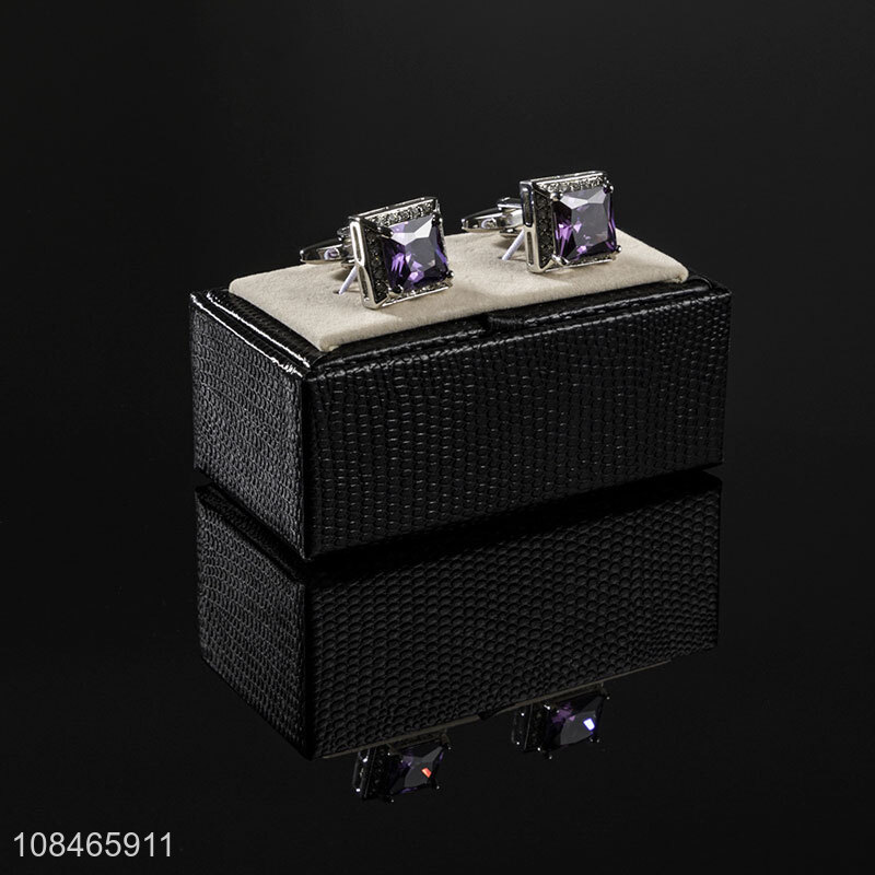 Wholesale price high-end purple crystal fashion cufflinks