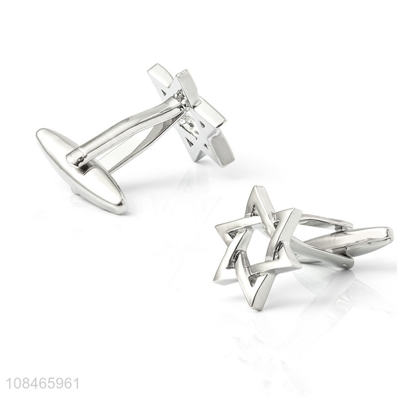 High quality silver hexagram metal cufflinks for sale
