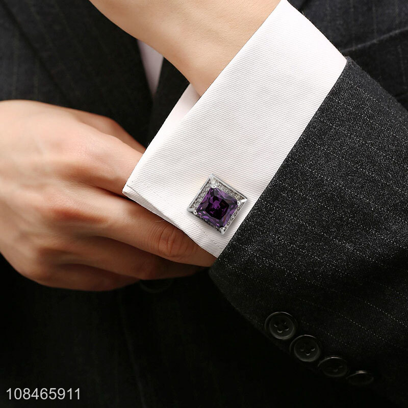 Wholesale price high-end purple crystal fashion cufflinks