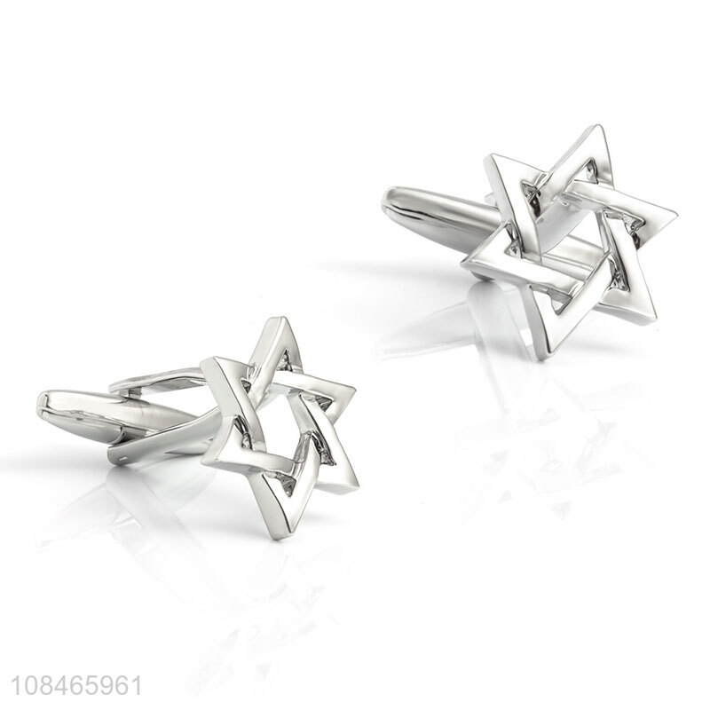 High quality silver hexagram metal cufflinks for sale