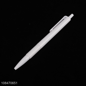 Best price white plastic office school stationery ballpoint pen